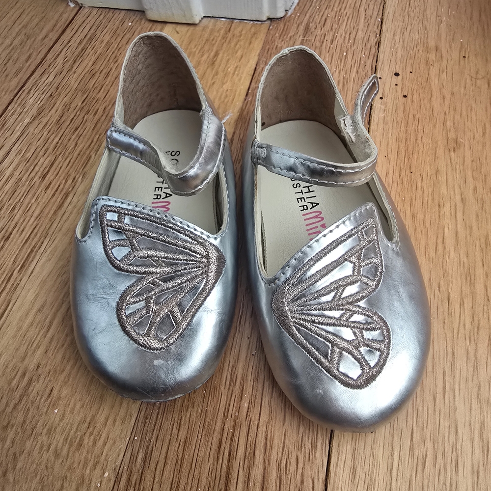 Sophia Webster Metallic Butterfly Dress Shoes Sz 18/19